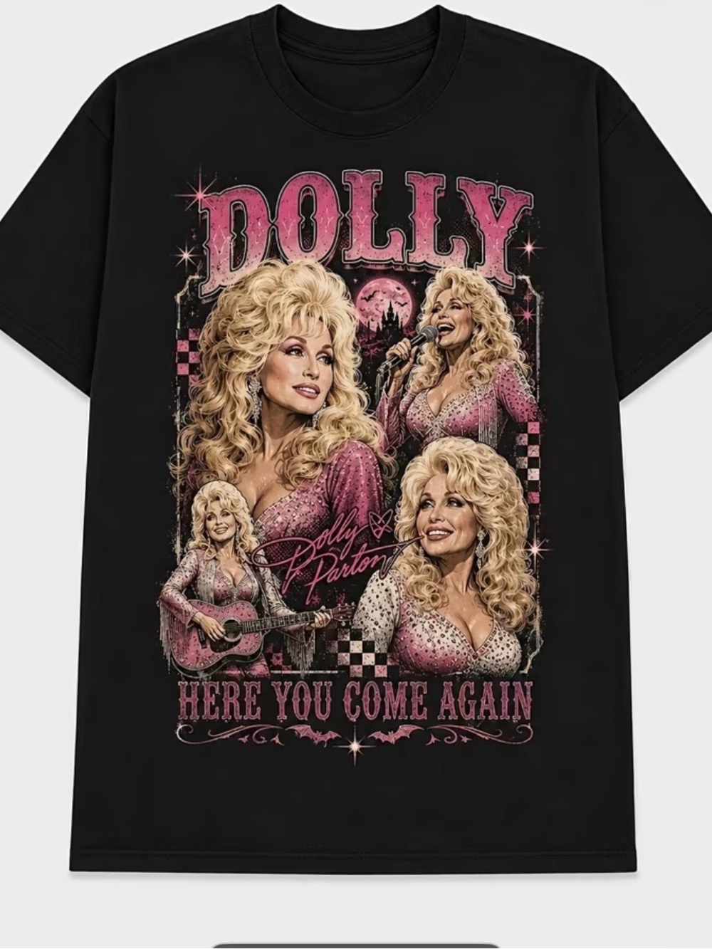 Dolly Graphic Tee - Black with Pink Artwork size XL